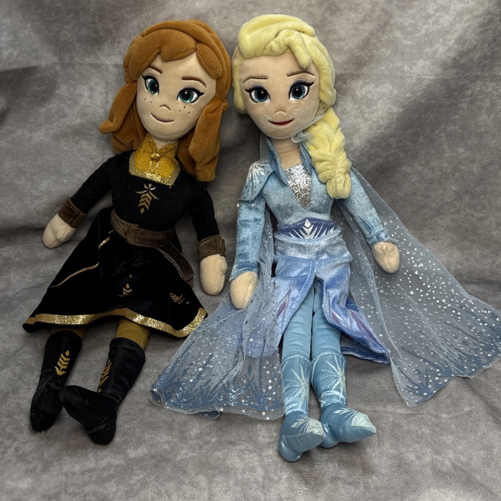 TY Sparkle Disney Frozen, Anna & Elsa 16" Plush Dolls Set - Glitter Eyes